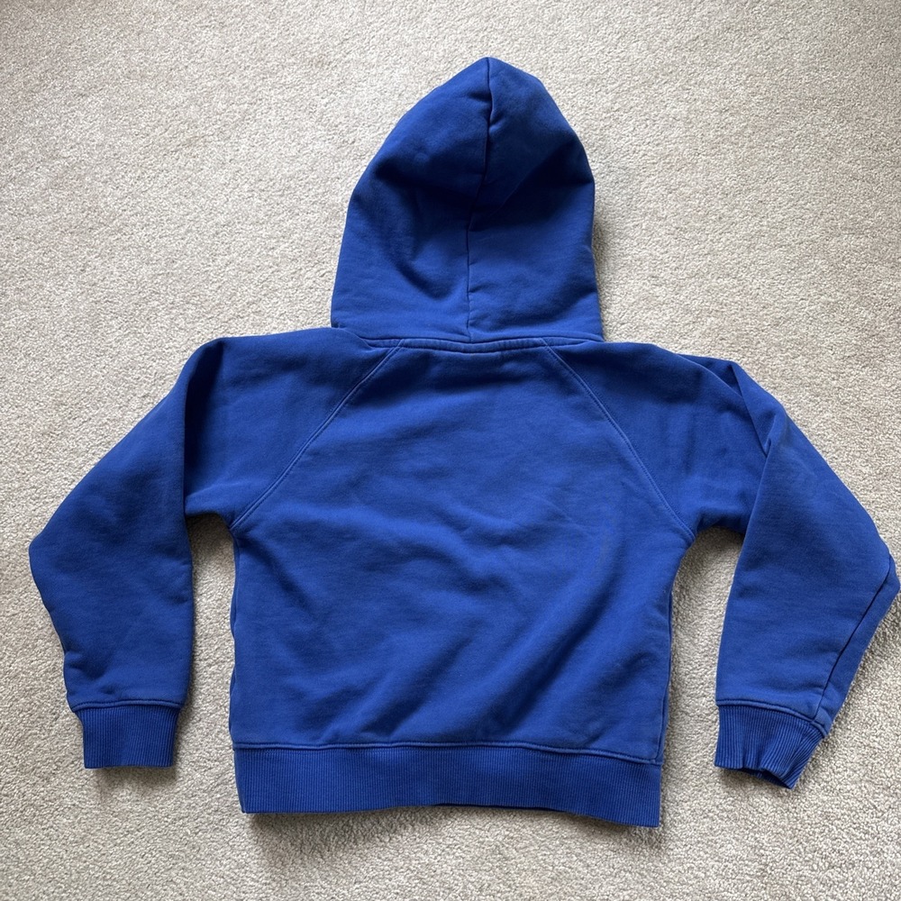 Kith Kids Novelty Logo Raglan Nelson Hoodie Sweatshirt Blue Metallic Logo Sz S - Picture 2 of 7